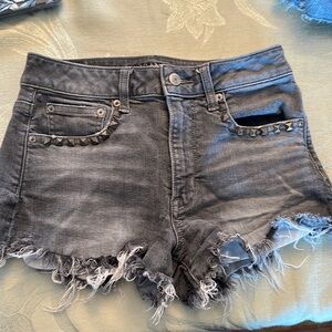 American Eagle grey distressed shorts